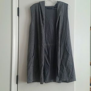 1X Gray hooded cardigan/ sweater . Sleeveless.